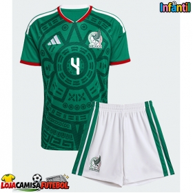 Camisa de Futebol México Edson Alvarez #4 Equipamento Principal Infantil Mundo 2026 Manga Curta (+ Calças curtas)